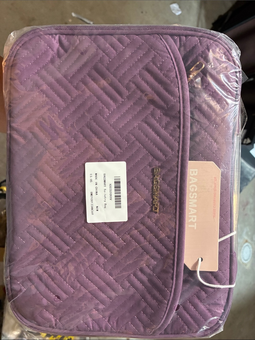 Bagsmart Quilted Purple Travel Toiletry Bag